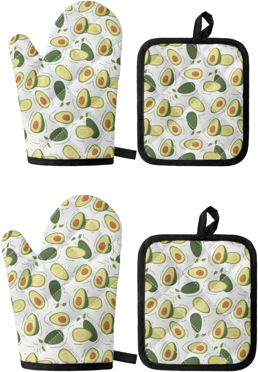 TODIYADDU Avocado 4 Packs Oven Mitts and Pot Holders Non-Slip Heat Resistant Kitchen Oven Mitt Pot Pan Gloves Without Fading or Cracking