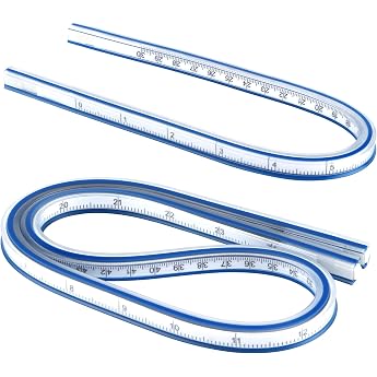 Pack of 2 Flexible Curve Rulers | Curve ruler made of flexible plastic, measuring tool for precise drawing of painting graphi