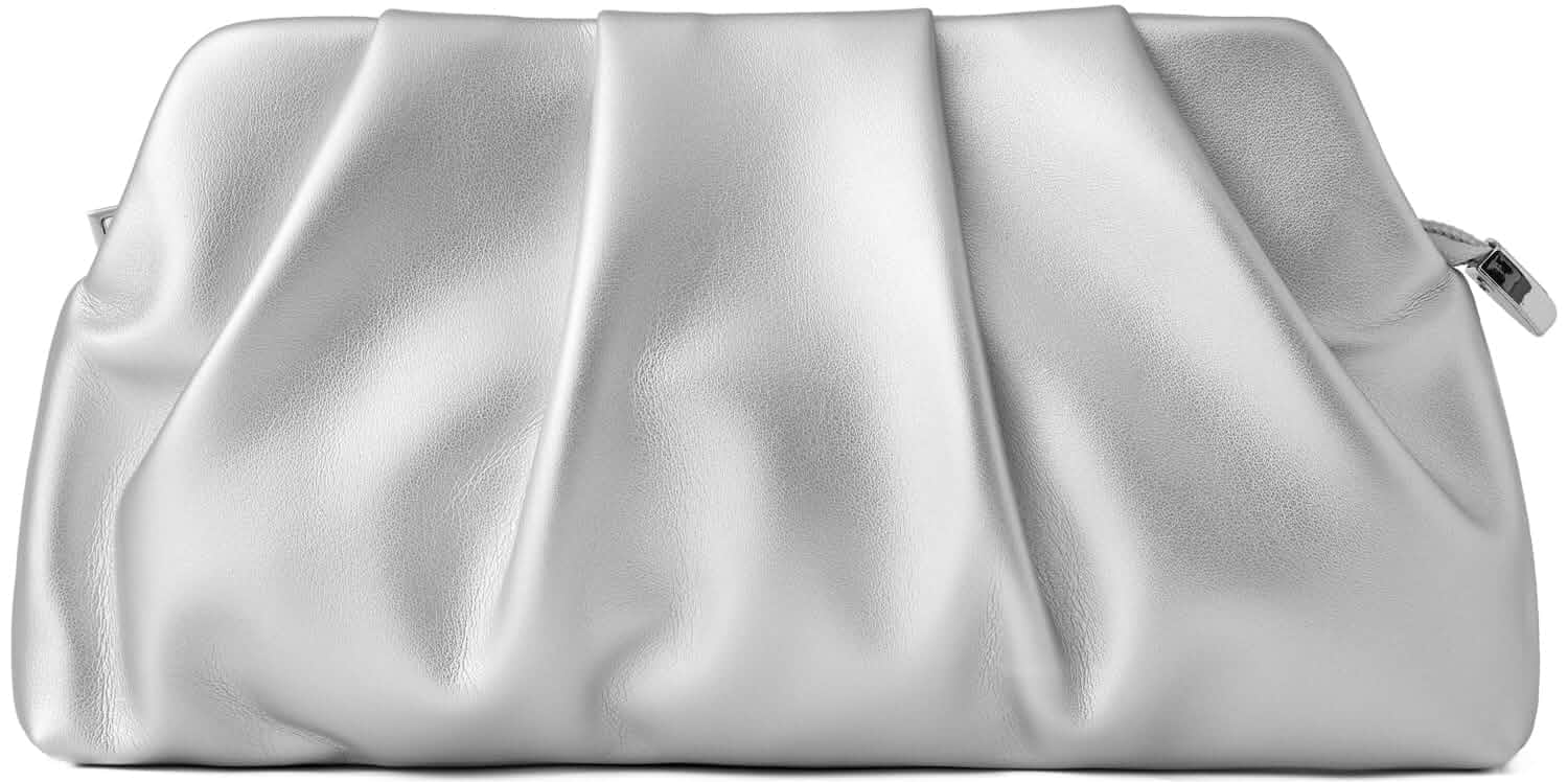 Munansli Women's Clutch Purse,Evening Bag for Women Ruched Clutch Purse Detachable Metal Chain Crossbody Bag