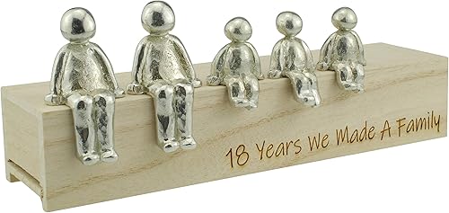 Miniatura 4 de Idea del 18 aniversario – 18 años hicimos un adorno de metal familiar – Elige tu combinación familiar (4 niños)