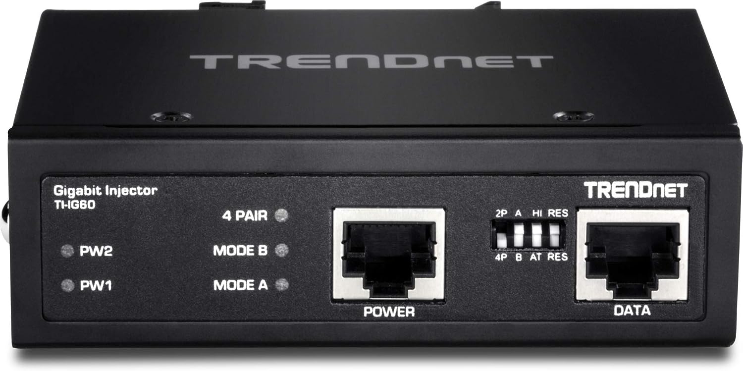 Buу 2 gеt 3 TRENDnet Hardened Industrial 60W Gigabit PoE+ Injector, DIN-Rail Mount, IP30 Rated Housing, Includes DIN-rail & Wall Mounts, TI-IG60,Black