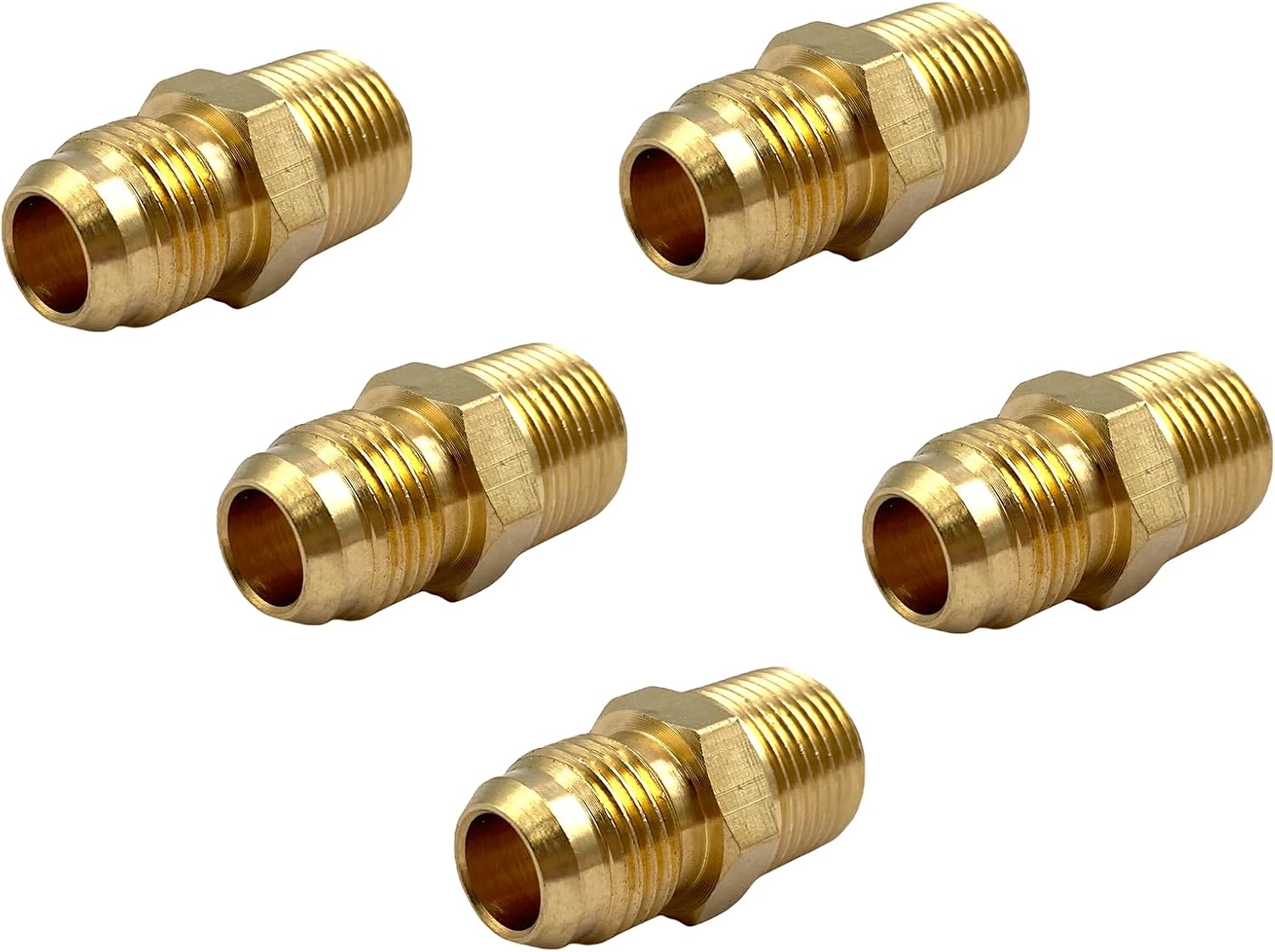 5Pcs 3/8" NPT x 3/8 Flare Tube Fittings,3/8 Flare to 3/8 Inch Male NPT Brass Pipe Fittings