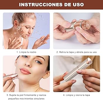 Depiladora Facial Mujer, con Luz LED,Depilador Eléctrica Mujer con 2 Cabezales y 1 Cepillo,Maquina Depiladora de Rostro Recargable con Cable,Adecuado para la cara, el vello de la nariz y las cejas. :
