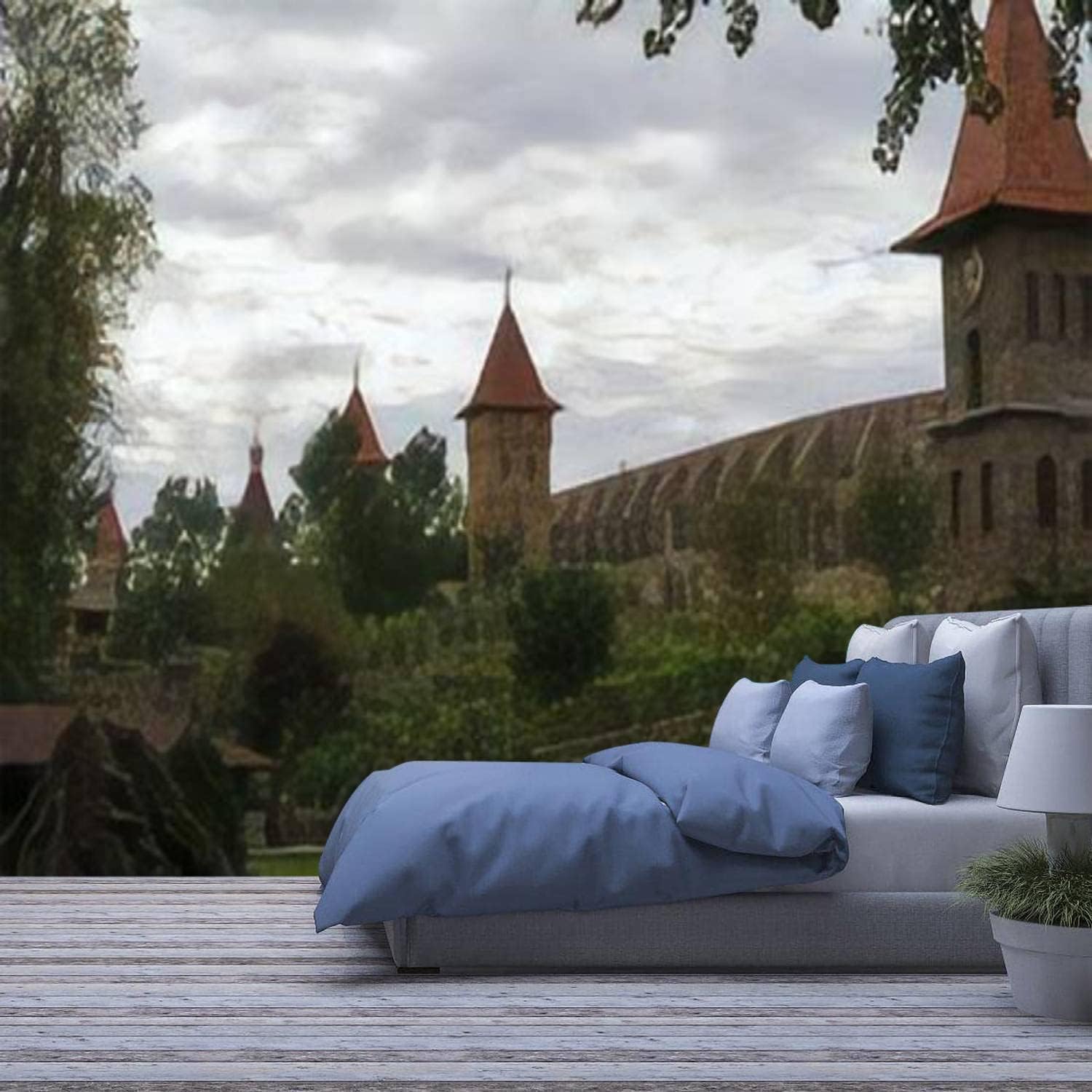 Papier Peint Mural 3D Salon et Chambre : Évadez-vous Face à ce Paysage de Château