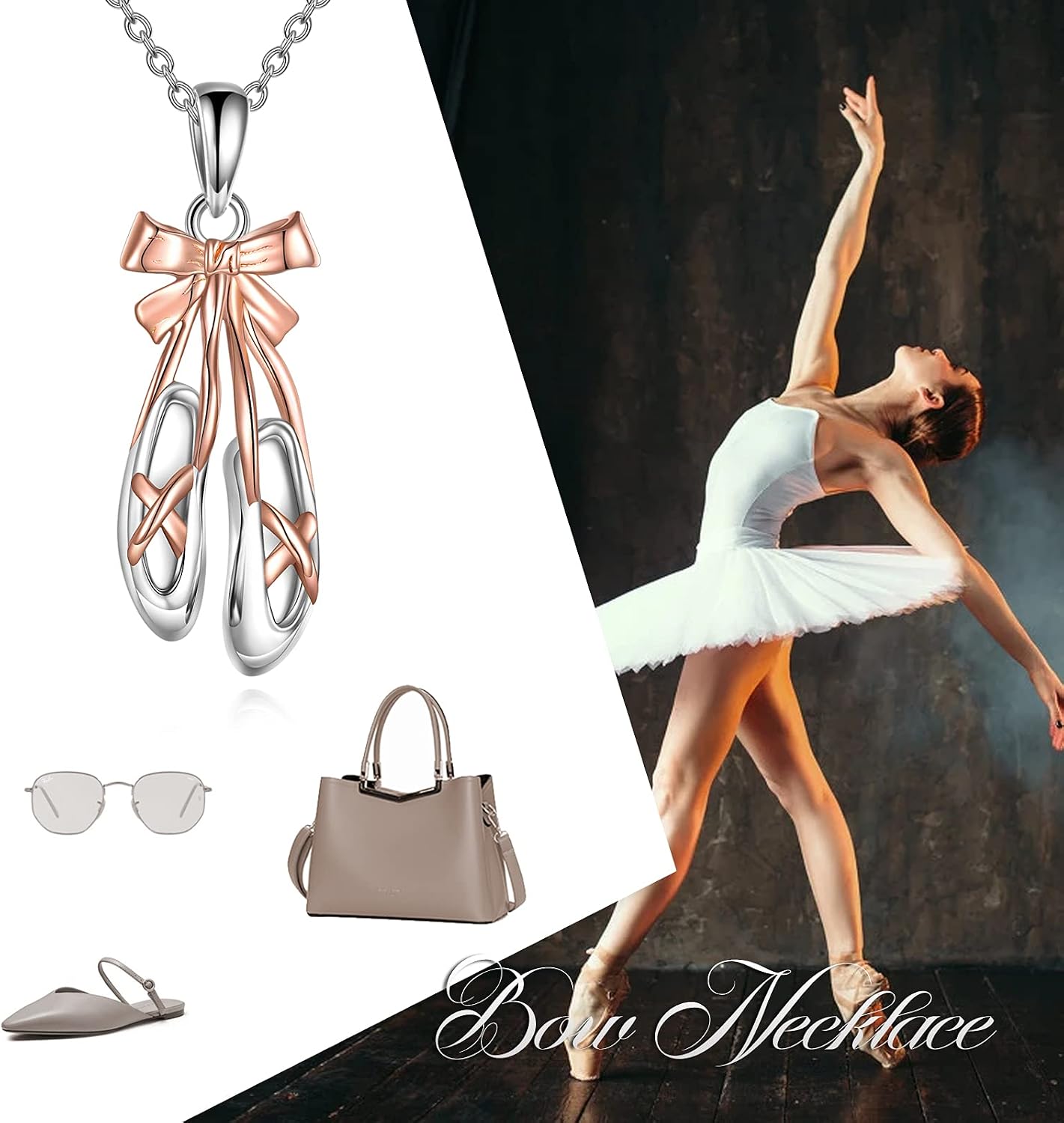 CRMAD Dance Necklace for Women Sterling Silver Ballet Shoes Pendant Necklace Ballerina Jewerly Gifts for Dancer (dance)