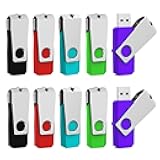 Aiibe 32GB USB Flash Drive 10 Pack 32 GB Flash Drives USB 2.0 Memory Stick Thumb Drive Zip Drive USB Drive 32GB (5 Mixed Colors: Black Red Cyan Green Purple)