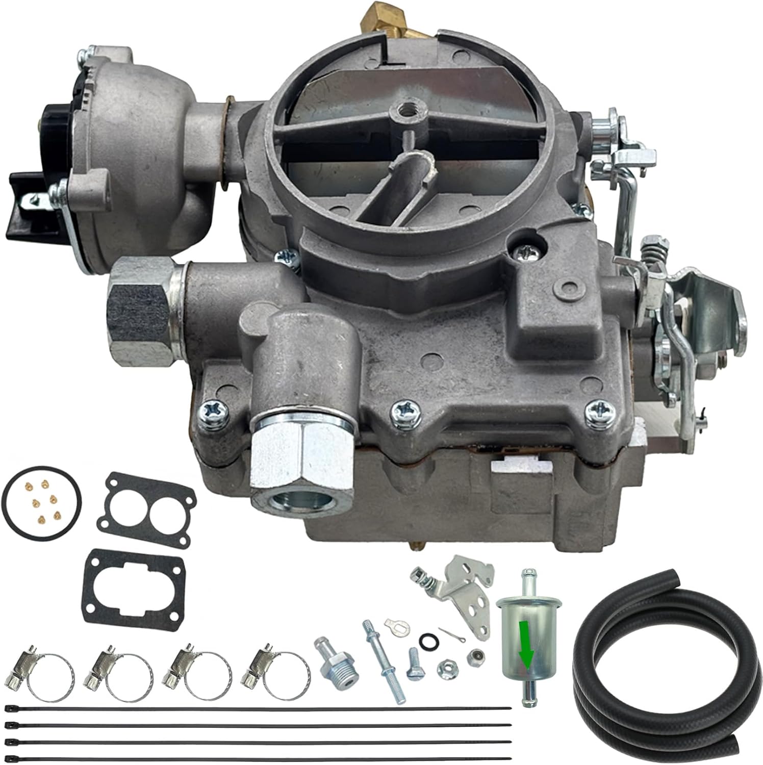 3310-804622R1 3310-86448A1 Marine Carburetor Replacement for Rochester 2 Barrel Mercarb Carburetor V8 5.0L 305 5.7L 350 Mercruiser Engine with Electric Choke （Sliver）