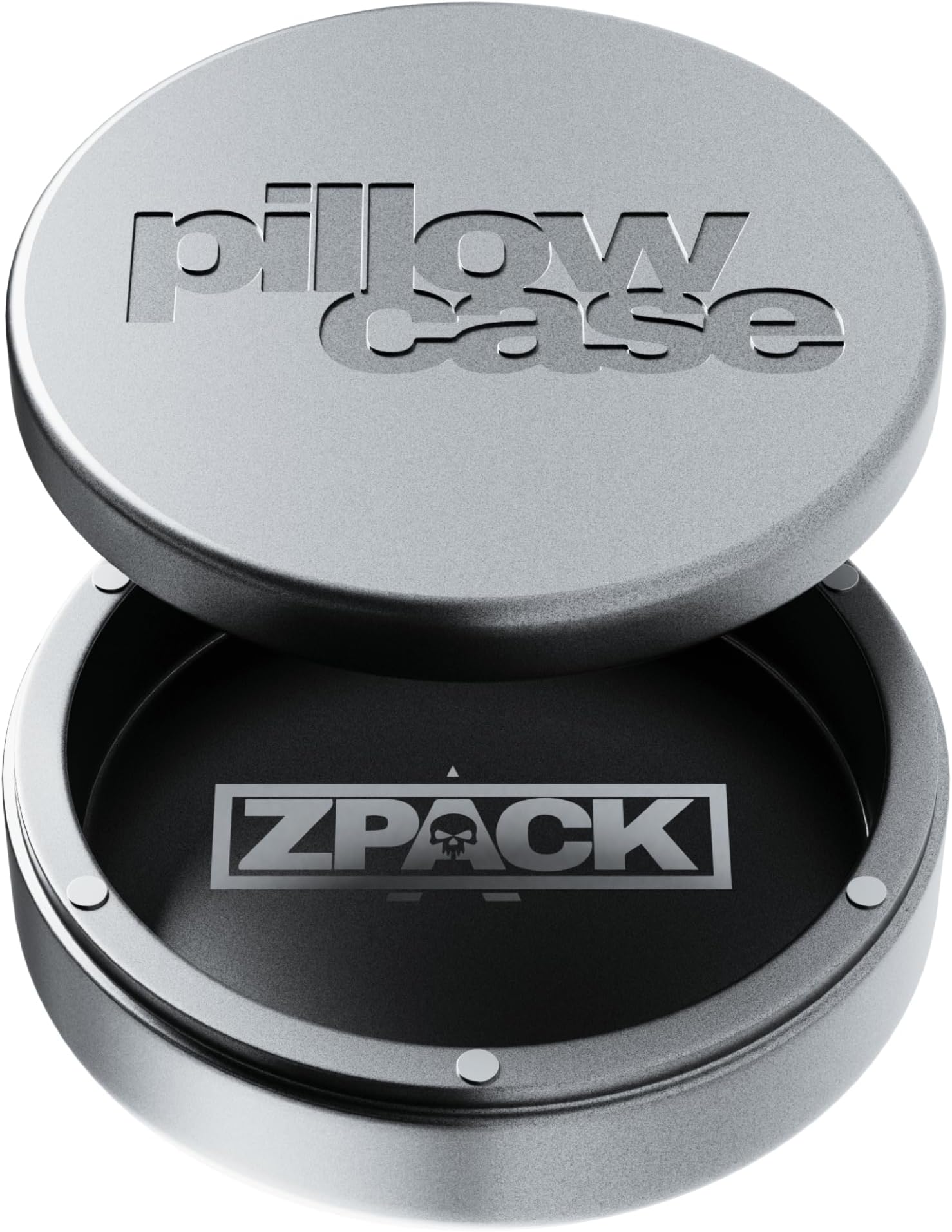 Magnetic Metal Zyn Can Holder - Carved Tin With Magnetic Closure, Aluminum Container, Slim Pouch - Gift for Him With Pillow Case Logo, Frosted Silver