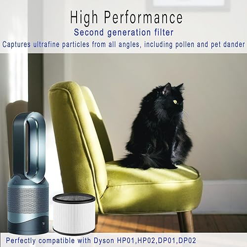 Miniatura 9 de Paquete de 2 filtros HEPA HP01 HP02 de repuesto compatibles con purificador de aire Dyson HP01 HP02 DP01, filtro de vidrio H13 True HEPA de 360 para