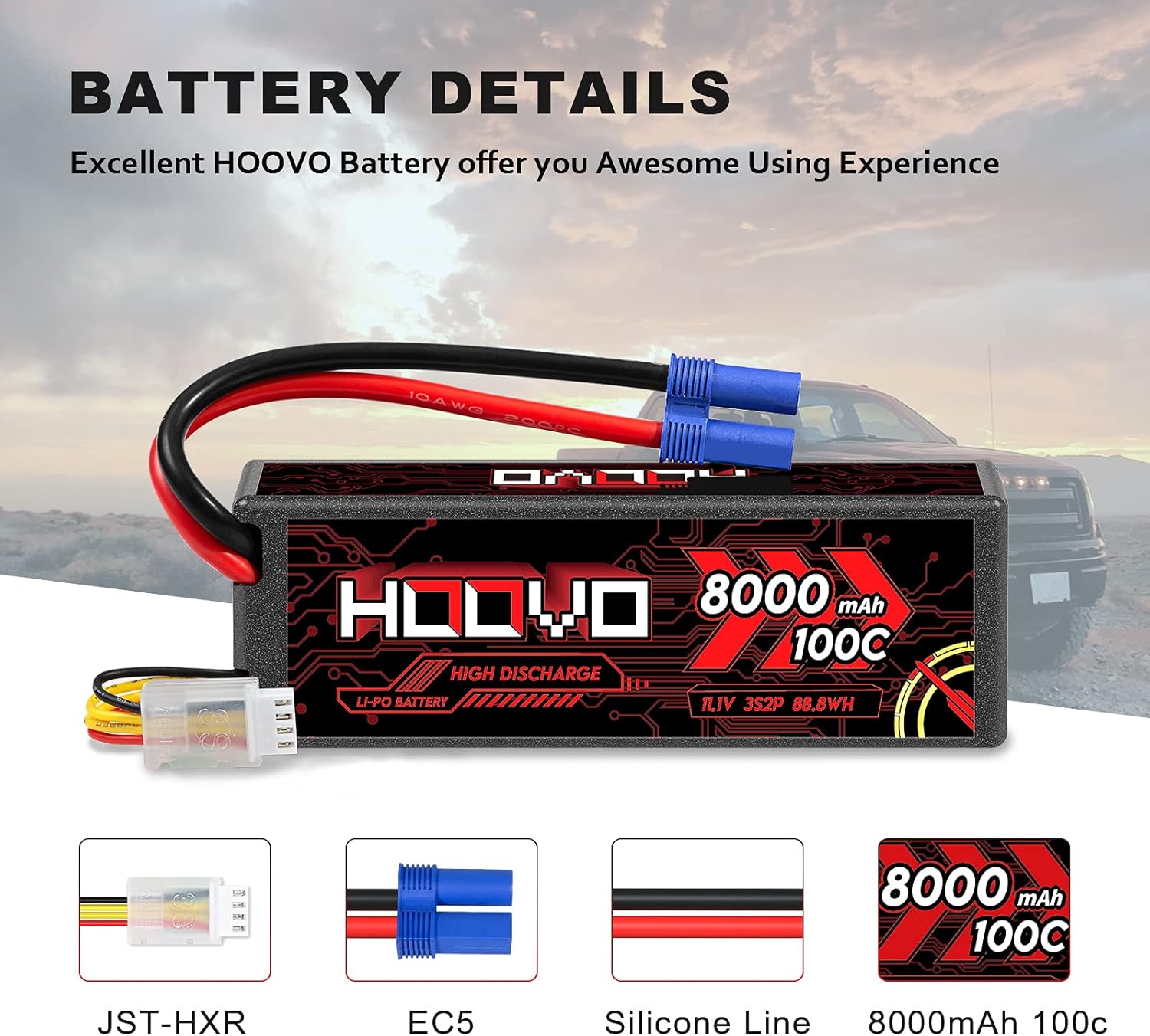 π Flash Sale HOOVO 3S 11.1V Lipo Battery 8000mAh 100C RC Battery Hard Case with EC5 Connector for RC 1/8 1/10 Scale Vehicles Car RC Truggy Truck Airplane Helicopter Boat(2 Pack) Free Shipping π HOOVO 3S 11.1V Lipo Battery 8000mAh 100C RC Battery Hard Case with EC5 Connector for RC 1/8 1/10 Scale Vehicles Car RC Truggy Truck Airplane Helicopter Boat(2 Pack)