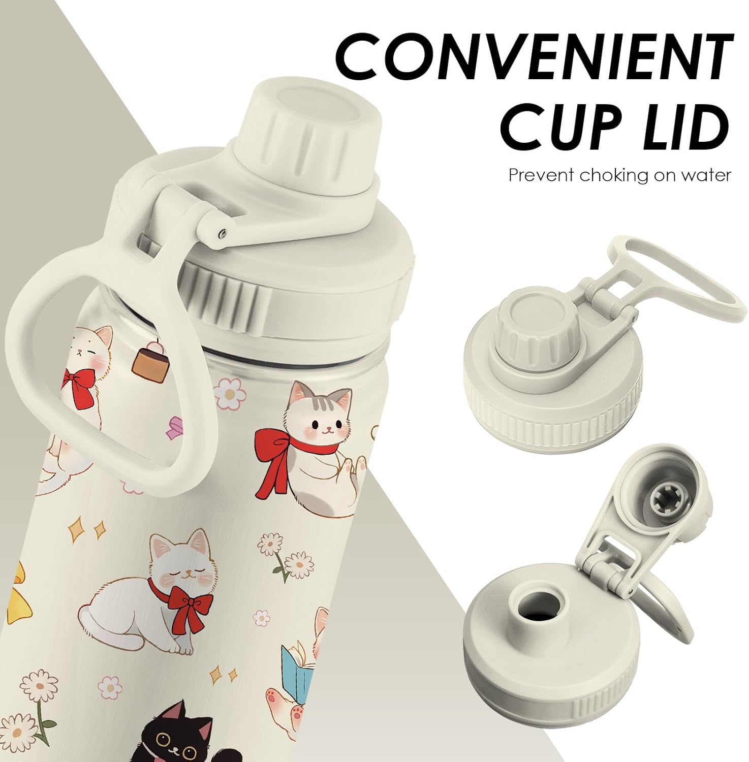 Cat Gifts for Cat Lovers, 34oz Insulated Water Bottle, Stainless Steel Sport Bottle with Spout Lid, BPA-Free, Leak Proof, Double Walled Travel Cup, for Camping, Gym - Cats Birthday Gift Cup (1pc) - Image 5