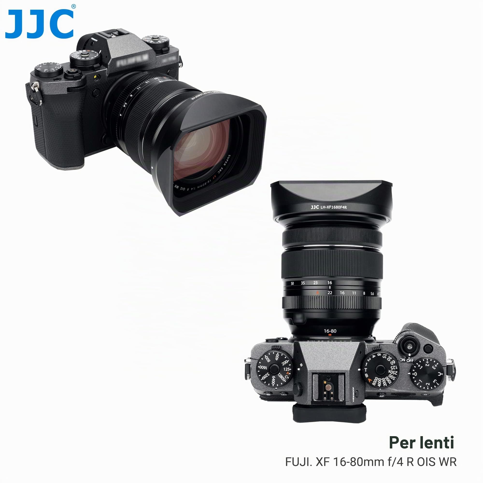 JJC Paraluce quadrato in metallo con cappuccio scorrevole per obiettivo Fujifilm XF 16-80mm f/4 R OIS WR, XF 16-55mm F2.8 R LM WR II (nero)