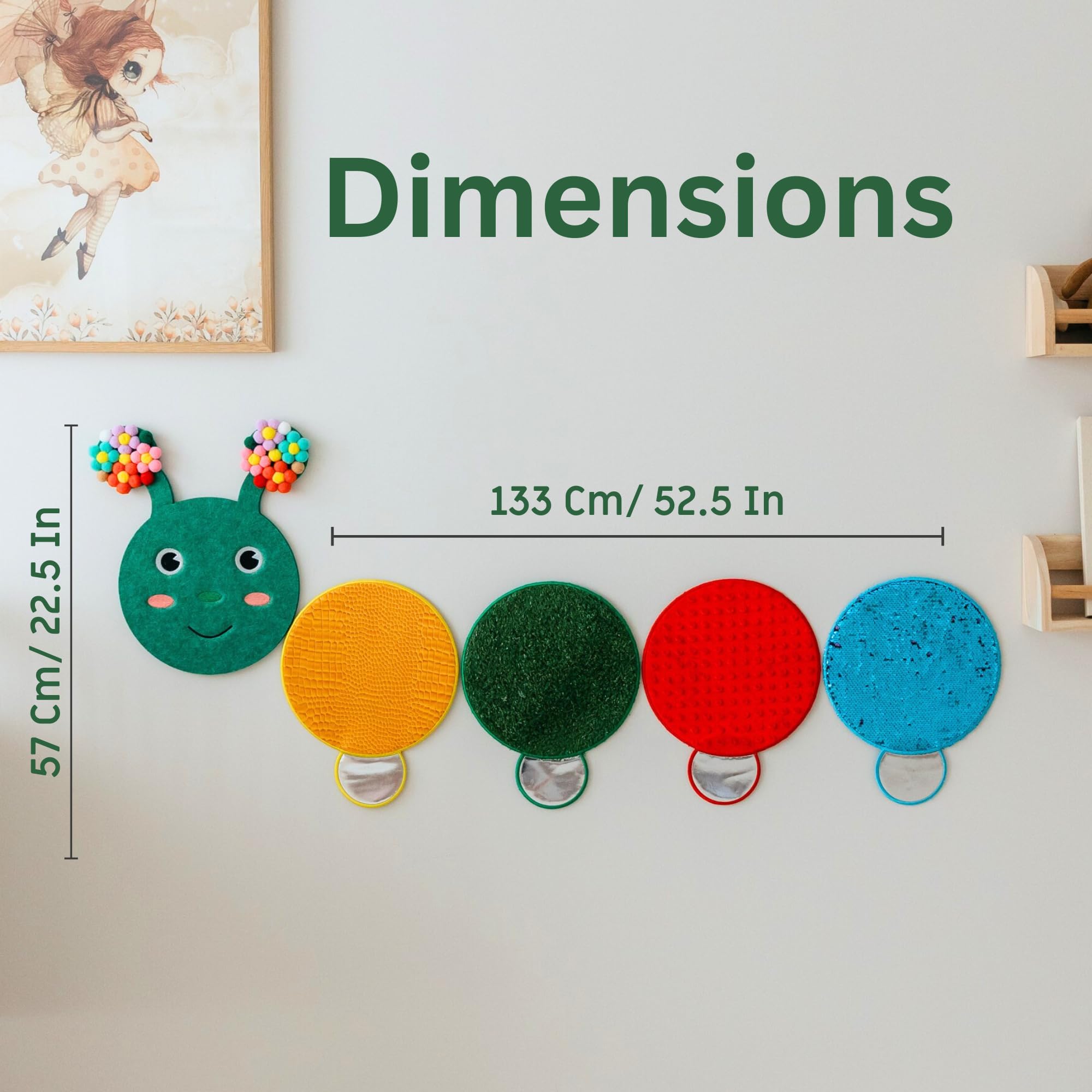 Panel de pared sensorial para niños a partir de 3 años, tablero de textura táctil de oruga para habilidades motoras finas y esquinas tranquilas, juguete sensorial de pared sin pantalla para