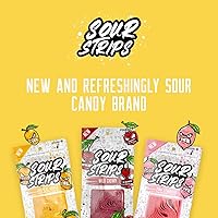 Vista 4 de SOUR STRIPS Dulces tropicales con sabor a mango Deliciosamente Chewy Belts - Caramelos vegetarianos, 12 por paquete, 2
