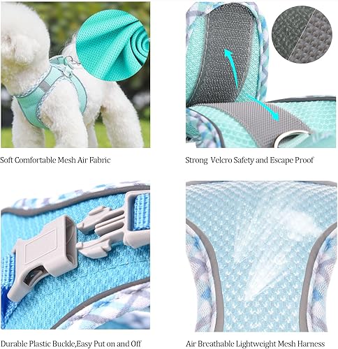 Miniatura 6 de Juego de arnés y correa para perro de malla transpirable, malla de aire reflectante, a prueba de escape, arnés para perro, chaleco sin