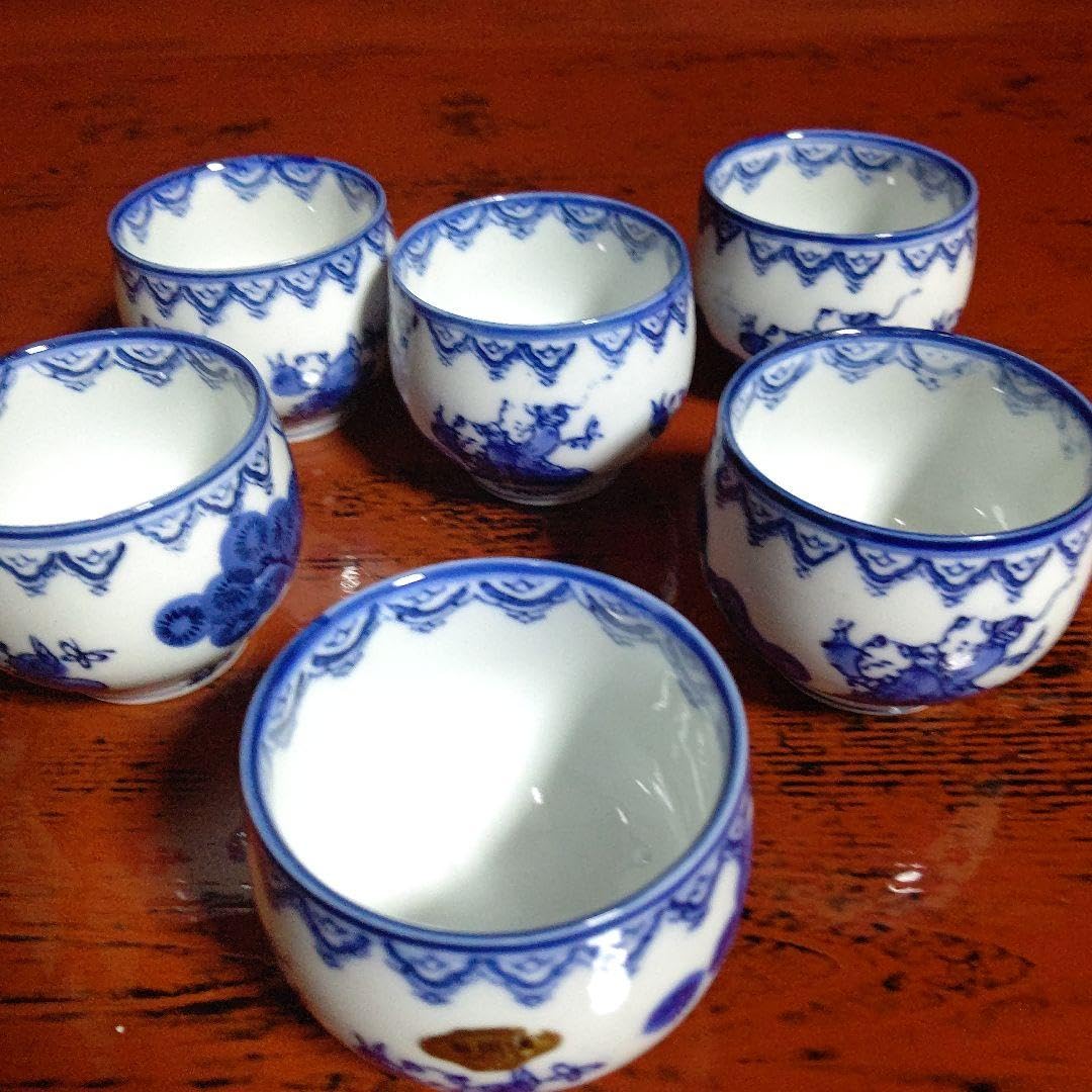 Amazon.co.jp: 有田焼 唐子柄 鍋島裕山 湯呑 6客セット 品 : ホーム