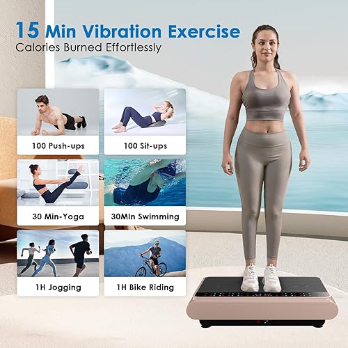Vista 4 de Máquina de ejercicios con placa de vibración, plataforma de vibración de entrenamiento de cuerpo entero, máquina de drenaje linfático para pérdida