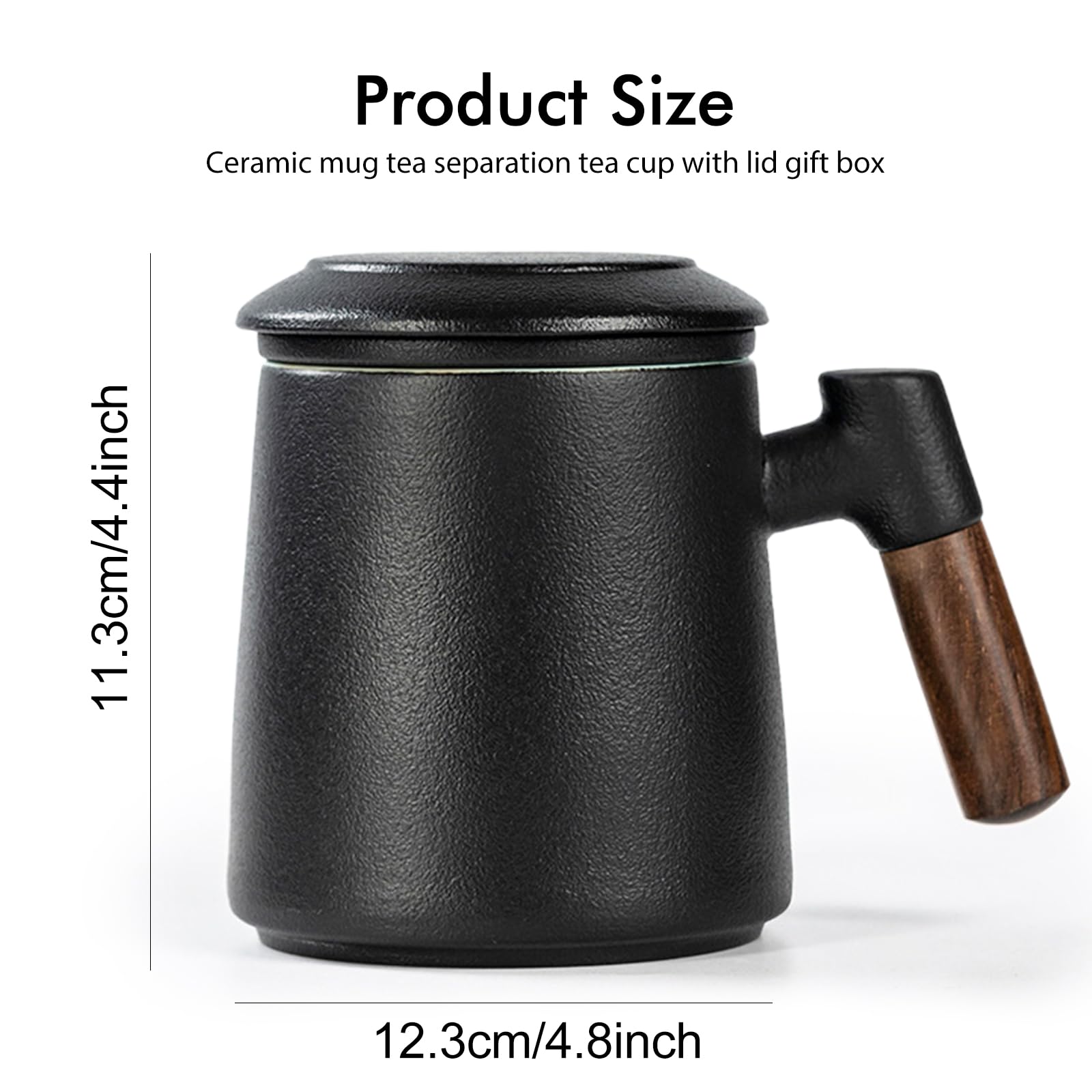 theemok met deksel, 13oz theemok met houten handvat gradiëntpatroon en