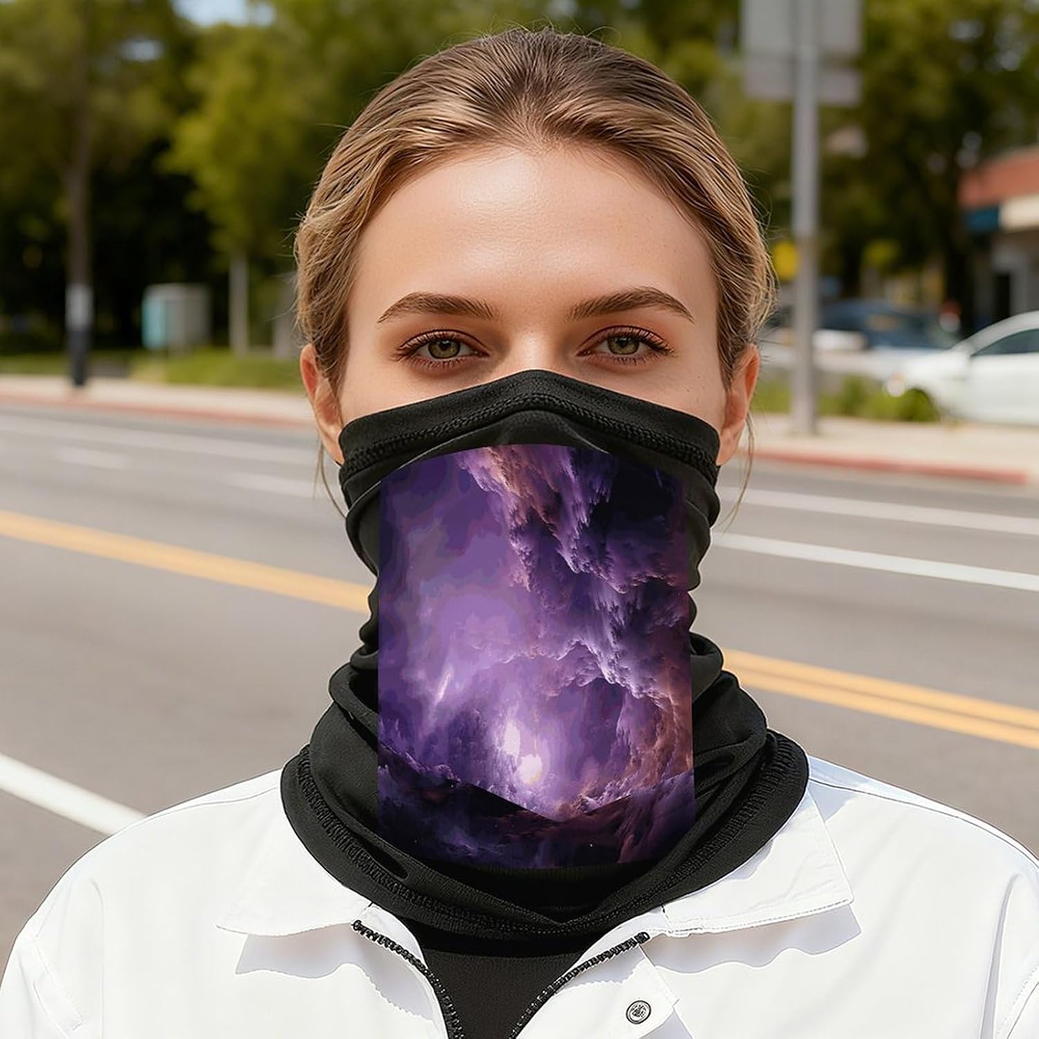 Purple Galaxy Face Mask for Men Women,Neck Gaiter Sunscreen Breathable,Face Cover for Skiing Fishing Hiking Cycling