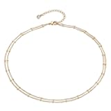 Gold Dainty Beaded Choker Necklace 18K Gold Plated Evil Eye Choker Necklace Delicate Long Gold Chain Necklaces Jewelry Gift for Women