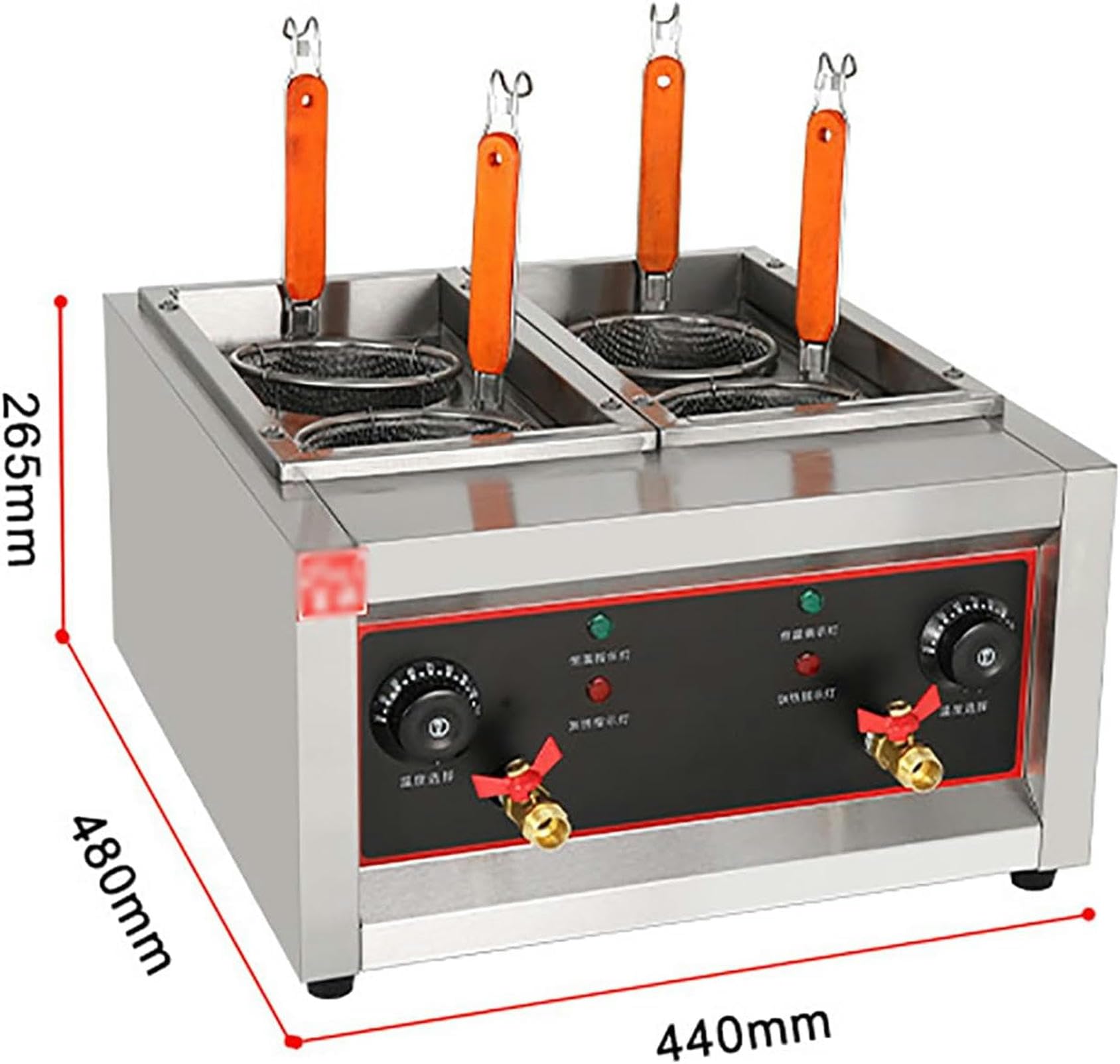 Machine de cuisson de pâtes à 4 paniers, cuiseur de nouilles commercial avec filtre et vanne de vidange indépendante, connexion interrupteur d'air et chauffage rapide 2000 W, pour restaurant, hôt