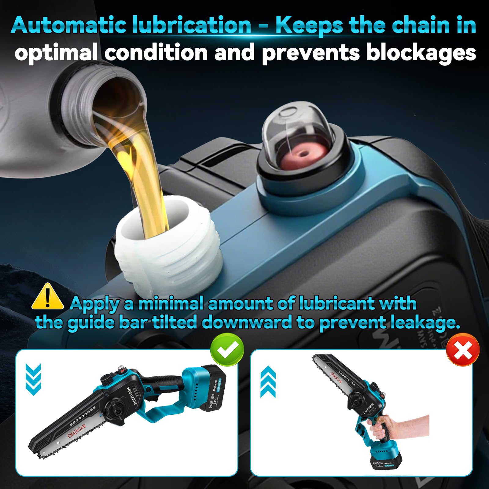 Perche Élagueuse Télescopique Électrique Compatible avec Makita 18V (sans batterie), 6 Pouces Mini Tronçonneuse sans Fil Tête Pivotante à 90°, Graisseur Automatique léger et maniable