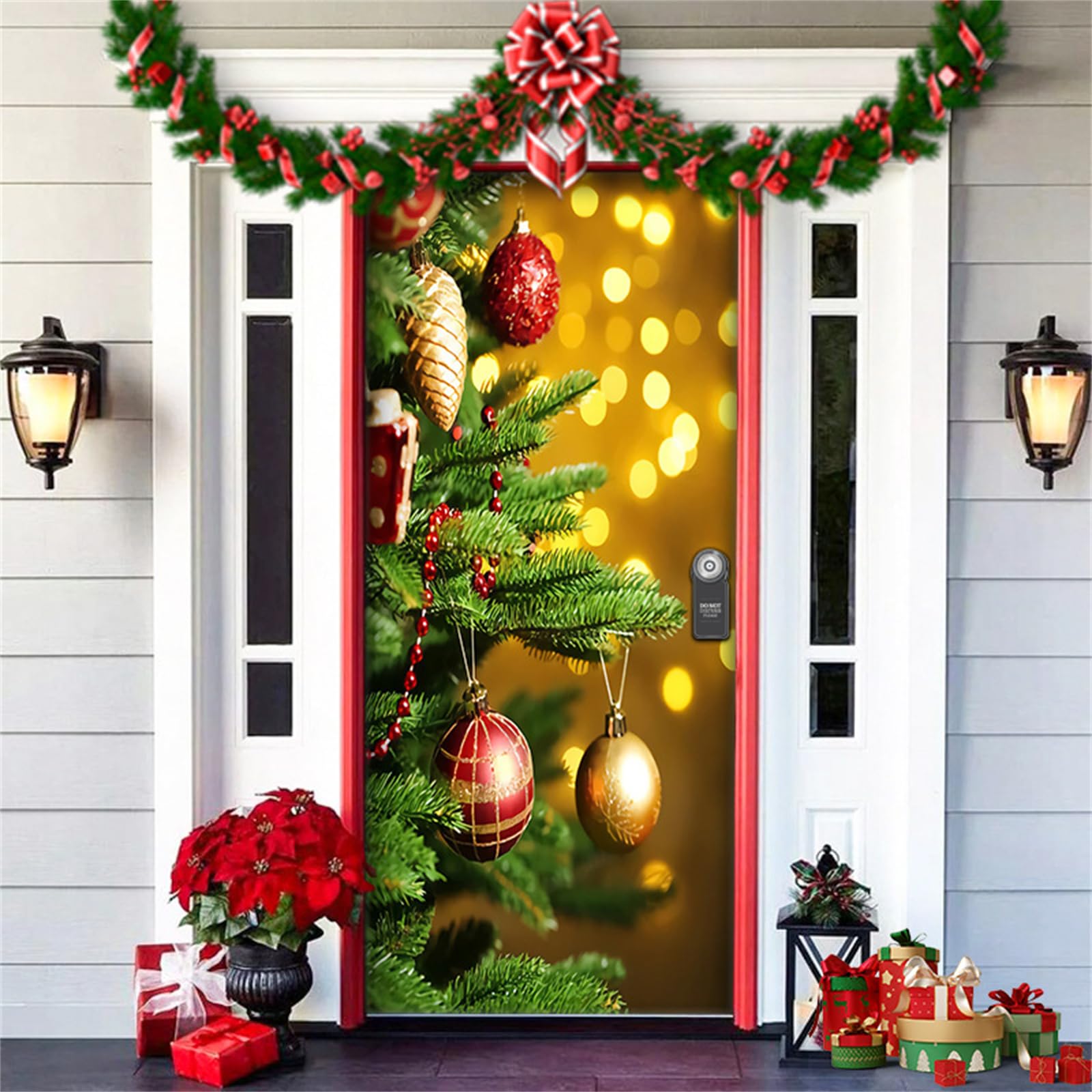Tsophreniq Festival Door Curtain with Fade Resistant Polyester Materials for Christmas and New Year Decors Christmas Door Cover Polyester Holiday Decors