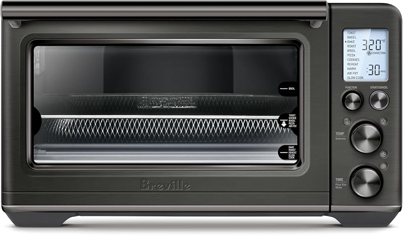 Breville BOV860NRE Freidora de aire con horno inteligente, metálicos, negro | Hornee, tueste, ase y más con las 11 funciones de cocción del horno de encimera | La configuración de convección reduce el tiempo de cocción hasta en un 30%