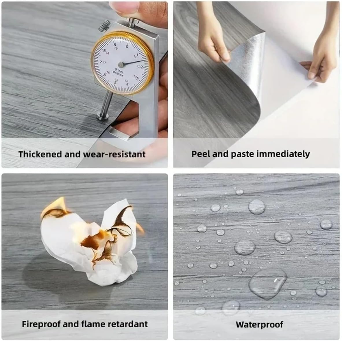 Peel and Stick Vinyl Floor Tiles, 10pcs Waterproof Self Adhesive Sticky Tiles for Bathroom, Kitchen, Living Room, Basement, RV, Burgundy.