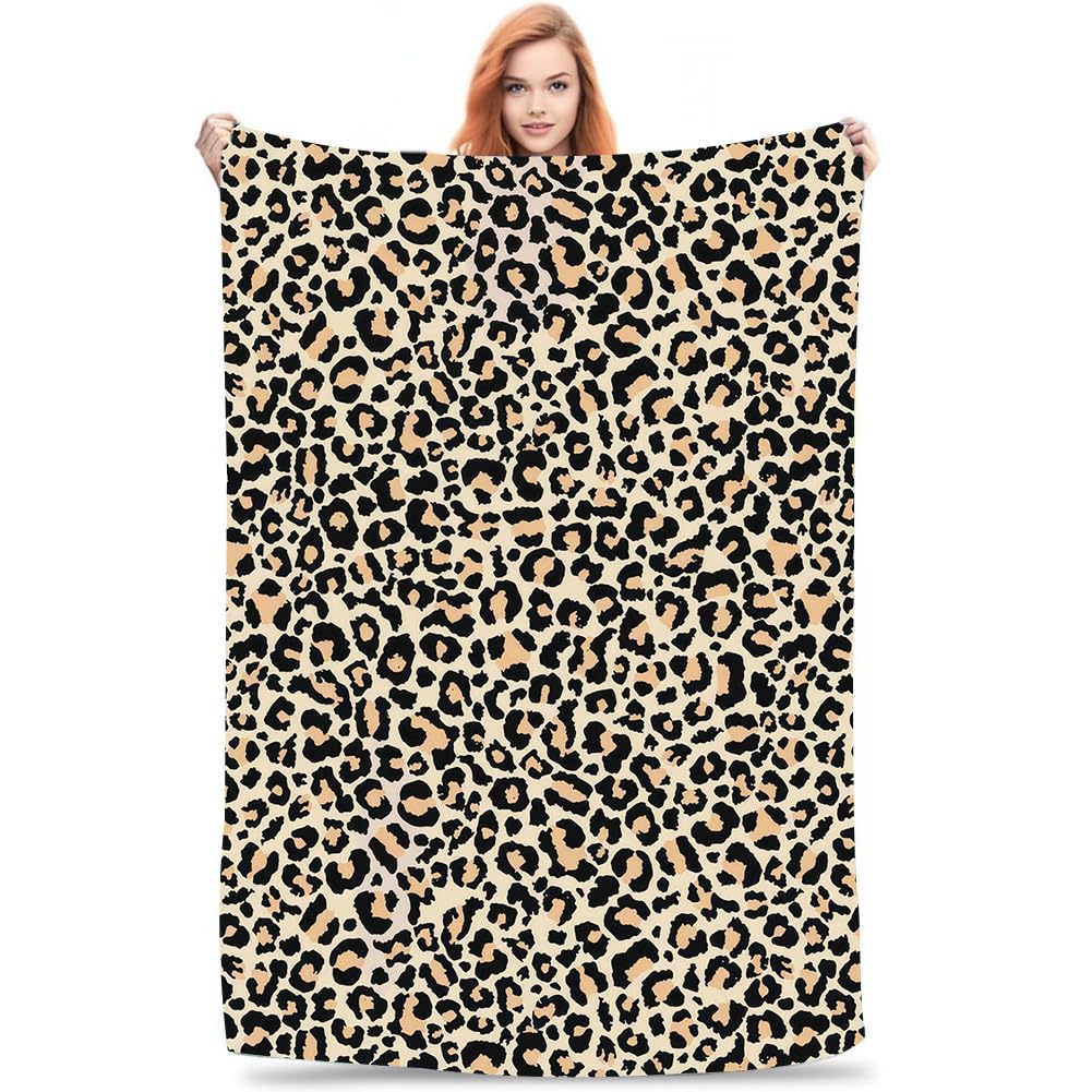 Vexthorion Colorful Leopard Print Fleece Blanket, Soft Animal Pattern Throw For Bed Couch, Cozy Warm Plush Blanket For Home Decor 100X150cm