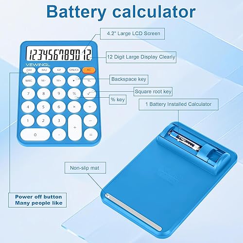 Miniatura 4 de Calculadora estándar de 12 dígitos, pantalla grande de escritorio de 6.2 x 4.2 pulgadas y botones, calculadora con pantalla LCD grande para oficina,