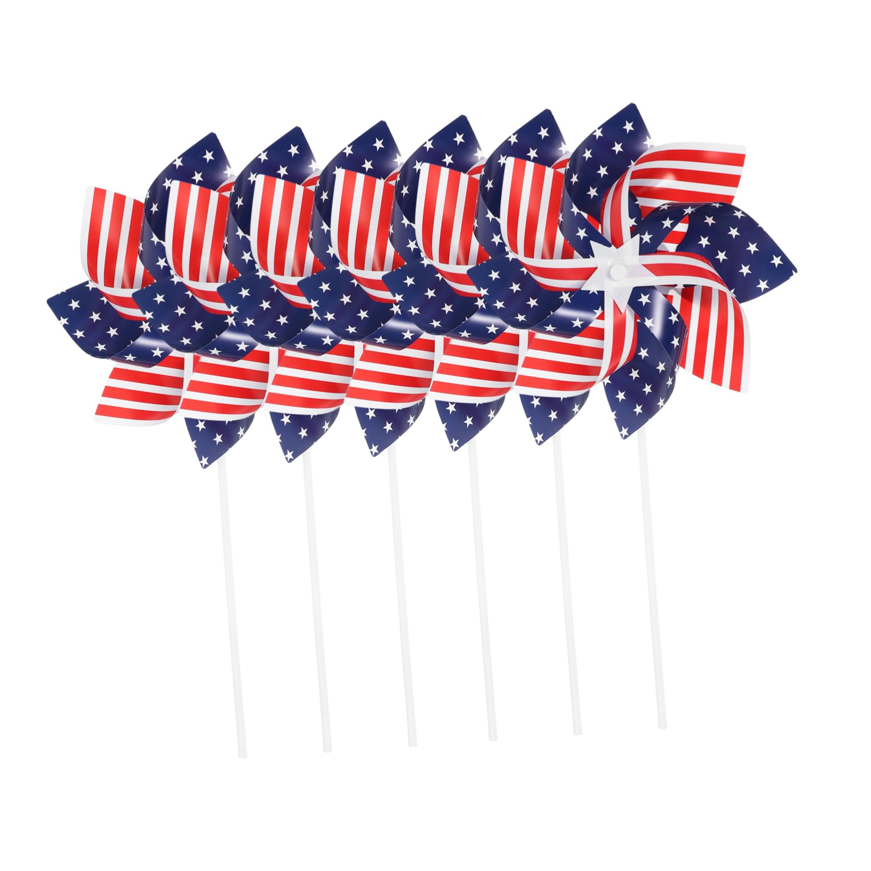 KONTONTY 6Pcs Patriotic Garden Pinwheels Fun Wind Spinners for Decor of July Outdoor Decoration Easy to Install for Patios and Parties Add Whimsical Charm to Your