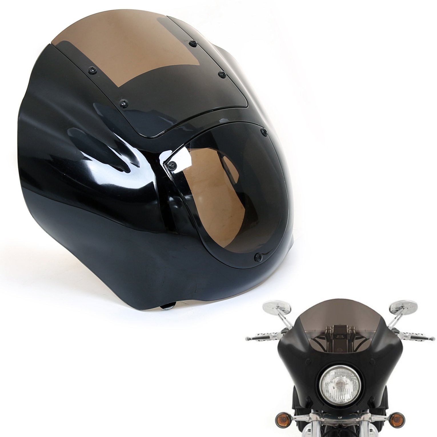 ECOTRIC Quarter Fairing & Smoke Windshield Compatible with Harley Davidson XL FXR Dyna 1986-1994 Har