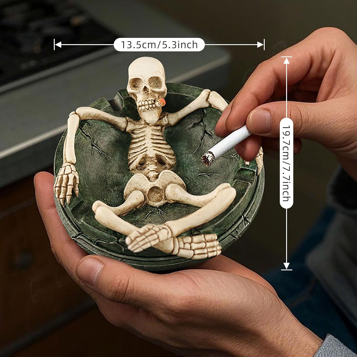 Halloween Skeleton Ashtray for Weed Smokers Cigarettes - Cool Ashtrays with Gothic Design, Portable Indoor/Outside Patio Use, Perfect Smoking Accessories Gift for Men Women