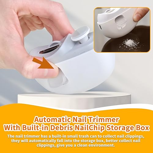 Miniatura 3 de Cortaúñas eléctrico y recortador de uñas, diseño 2 en 1 con luz y 2 velocidades, lima de uñas eléctrica de seguridad recargable por USB para bebés,