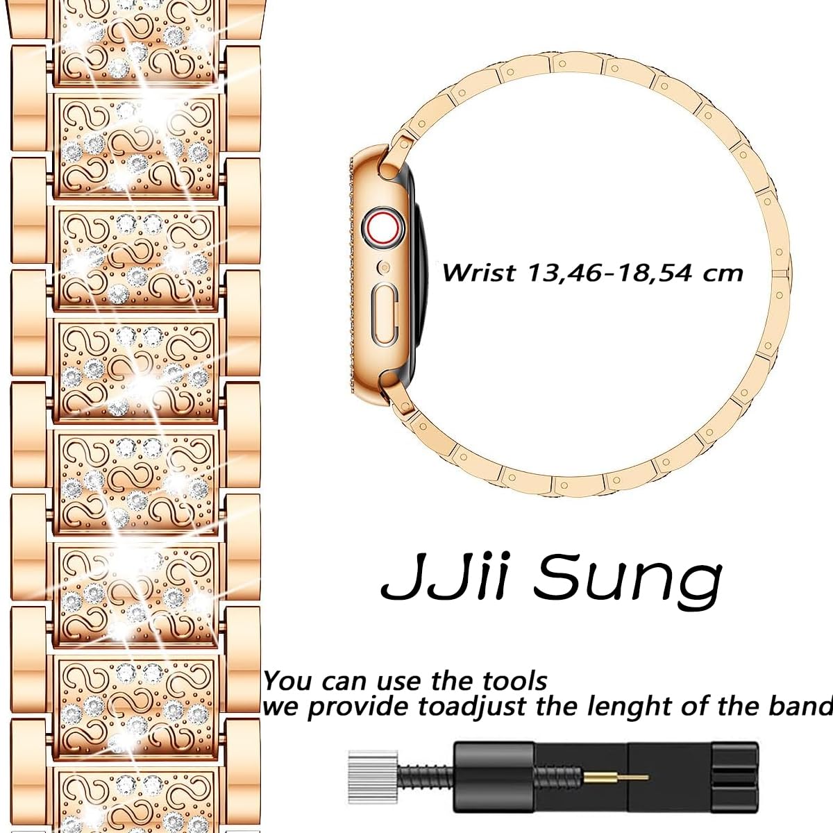 JJii Sung Bling Diamond Strap compatible with Apple Watch Straps 38mm 40mm 41mm 42mm 44mm 45mm 46mm 49mm - Image 4