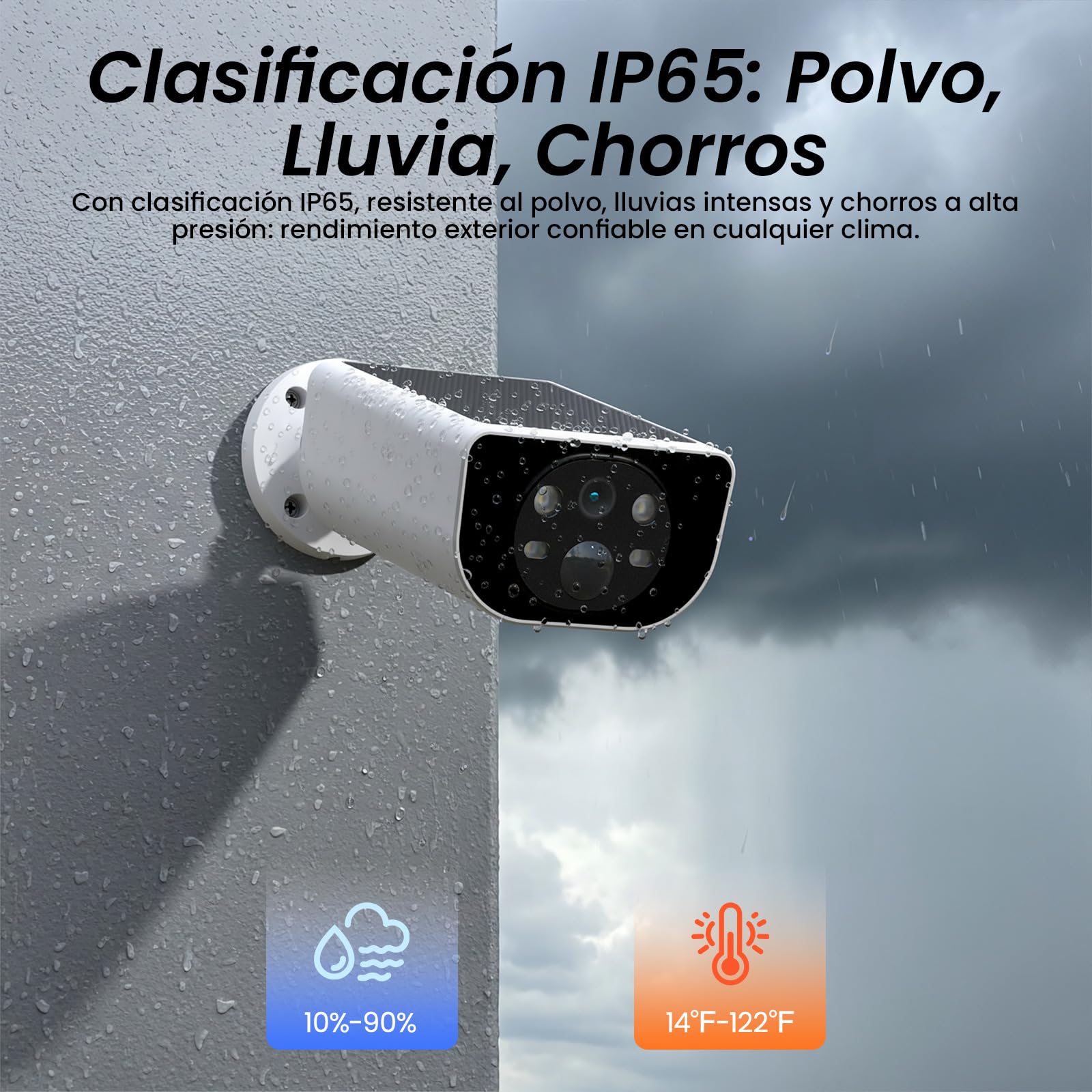 Cinnado 2K Camara Vigilancia WiFi Exterior Solar con Bateria Sin Cables | Camaras de Vigilancia Domicilio con Panel solar, Humana/PIR Sirena, Visión Nocturna Color, Audio Bidireccional, IP65