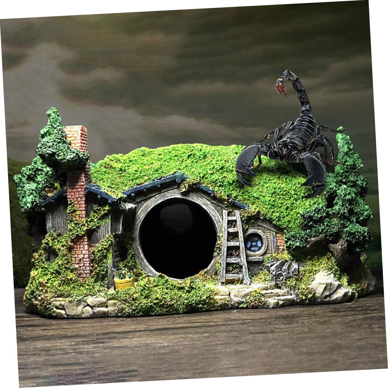 FOMIYES Decoración De Acuario Escondite De Resina para Peces y Reptiles Adorno para Acuarios y Terrarios Casa De Habitantes Acuáticos Refugio Natural para Peces y Camarones