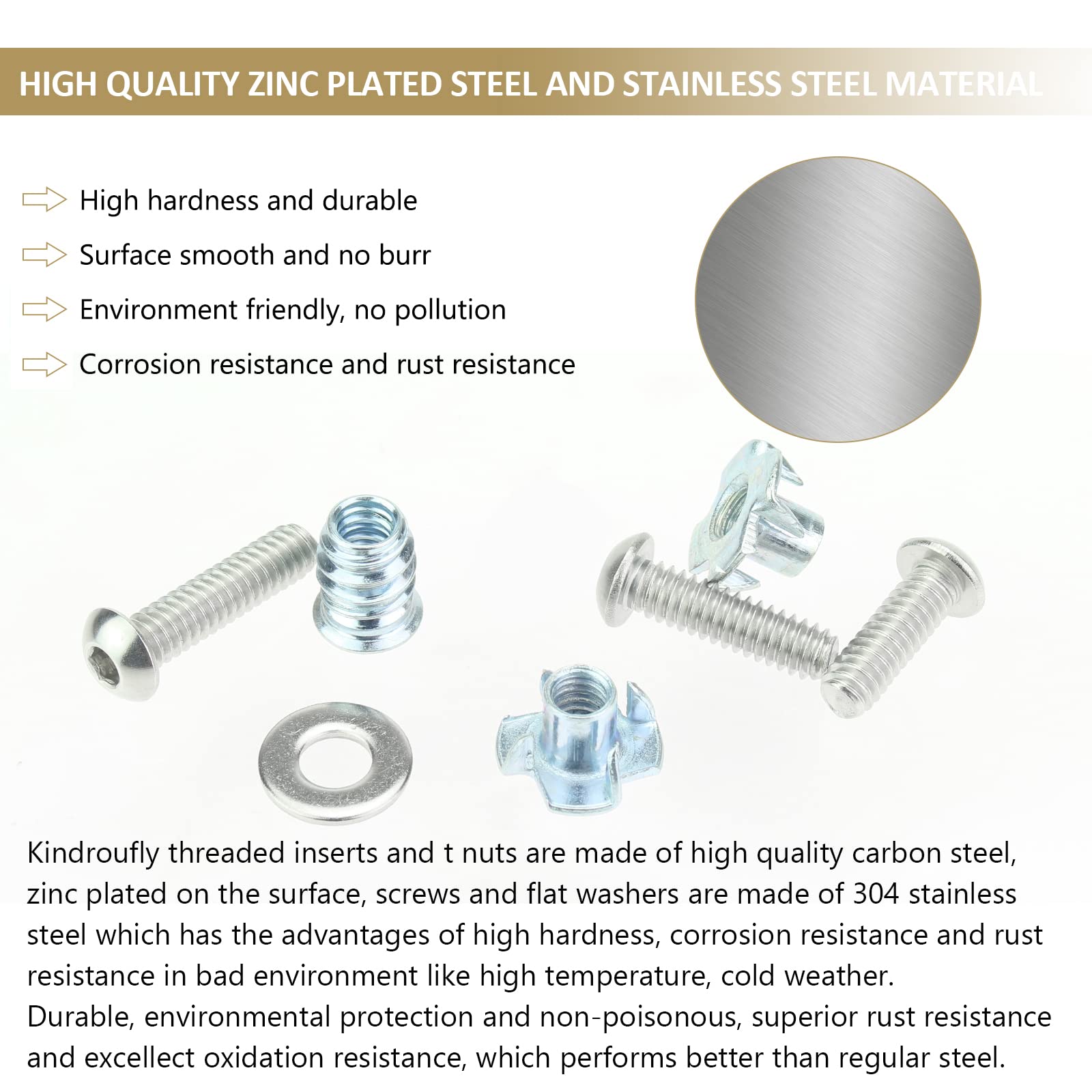 1/4-20 Threaded Inserts - 64 Piece Kit for Woodworking -2