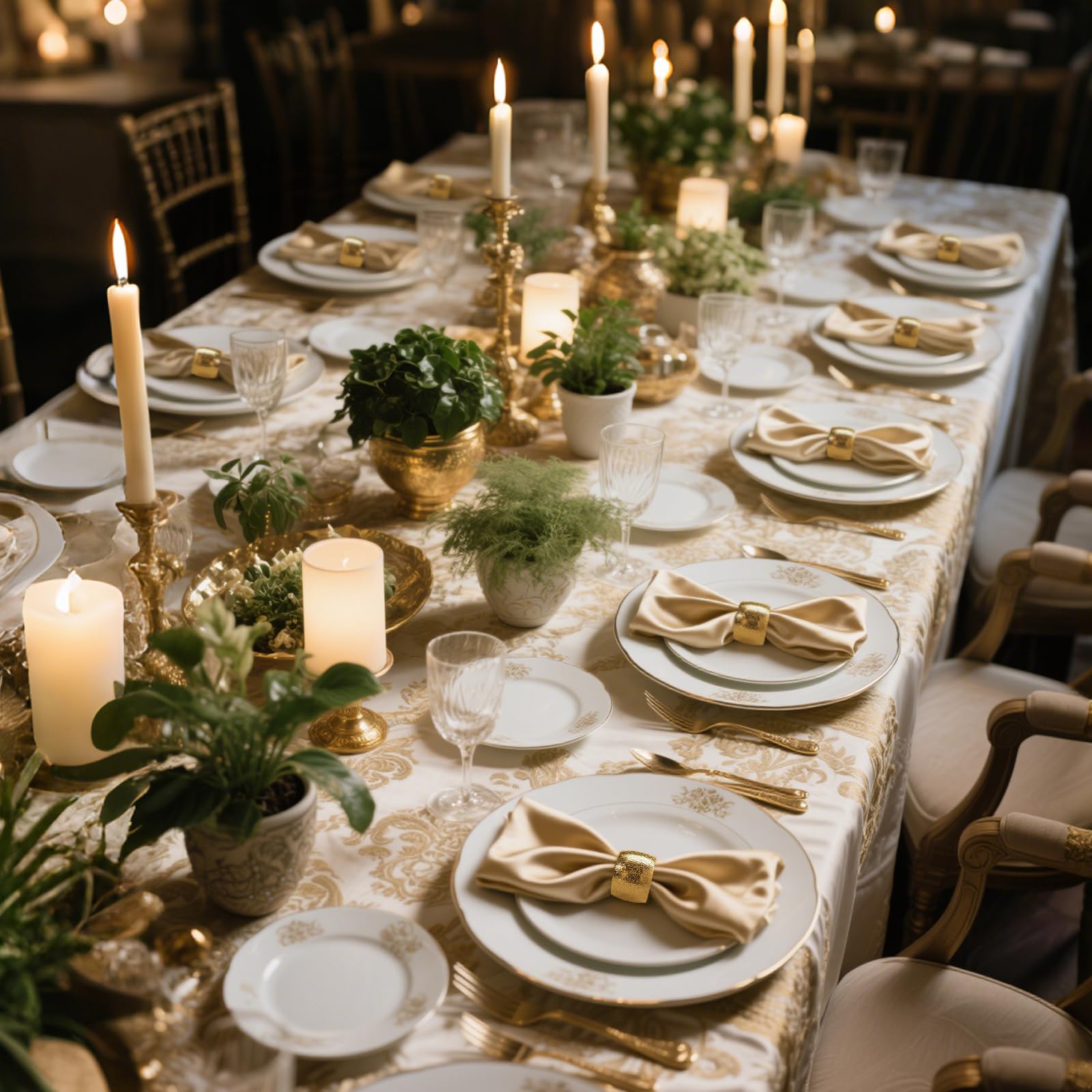 52 portatovaglioli dorati, in metallo, portatovaglioli, decorazioni per matrimoni, cene, feste, anniversari, compleanni (classici)