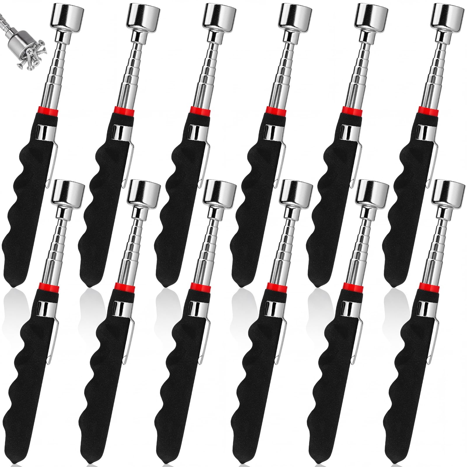 12 Pack Telescoping Magnetic Pickup Tool, 20 lb Extendable Magnet Sweepers