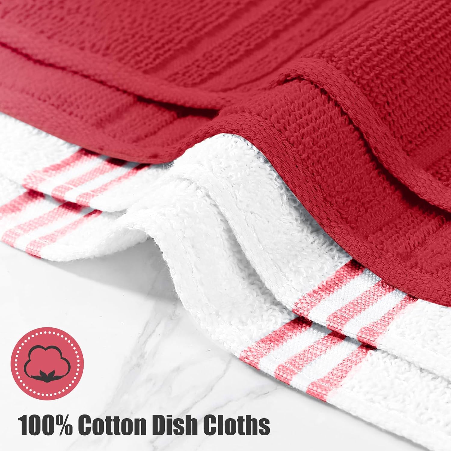 Oven Mitt and Pot Holders Sets, Quilted Cotton Terry Cloth,Non-Slip Pot Holder, Silicone Oven Mitt Heat Resistant, Oven Mittens 7.3"x14.2", Hot Pad 7"x10" & Dish Cloths 13"x25" - Image 4