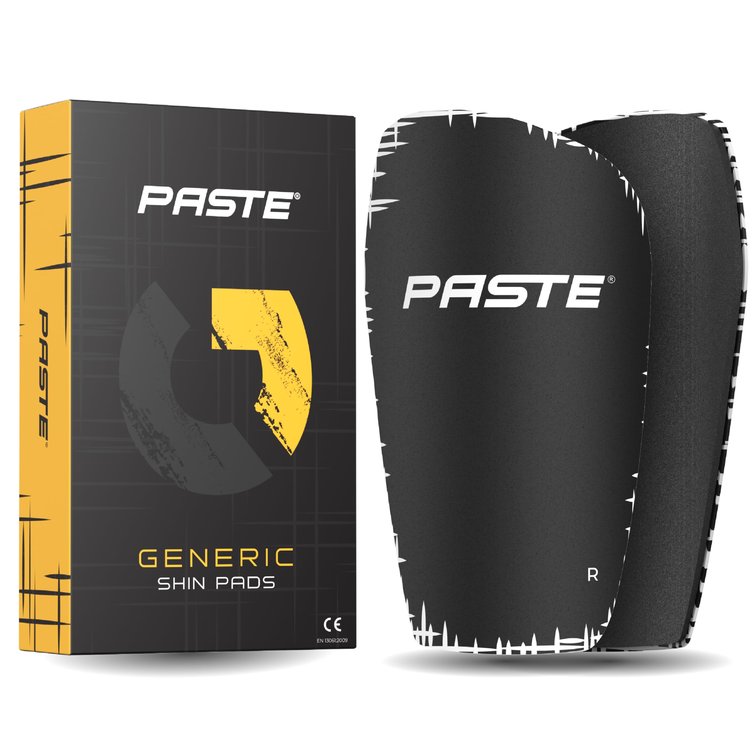 PASTE Protège-Tibia Football – Ultra-léger 110g, Ultra-fin 3mm, Thermoformable, Anti-dérapant, Taille Unique, Noir