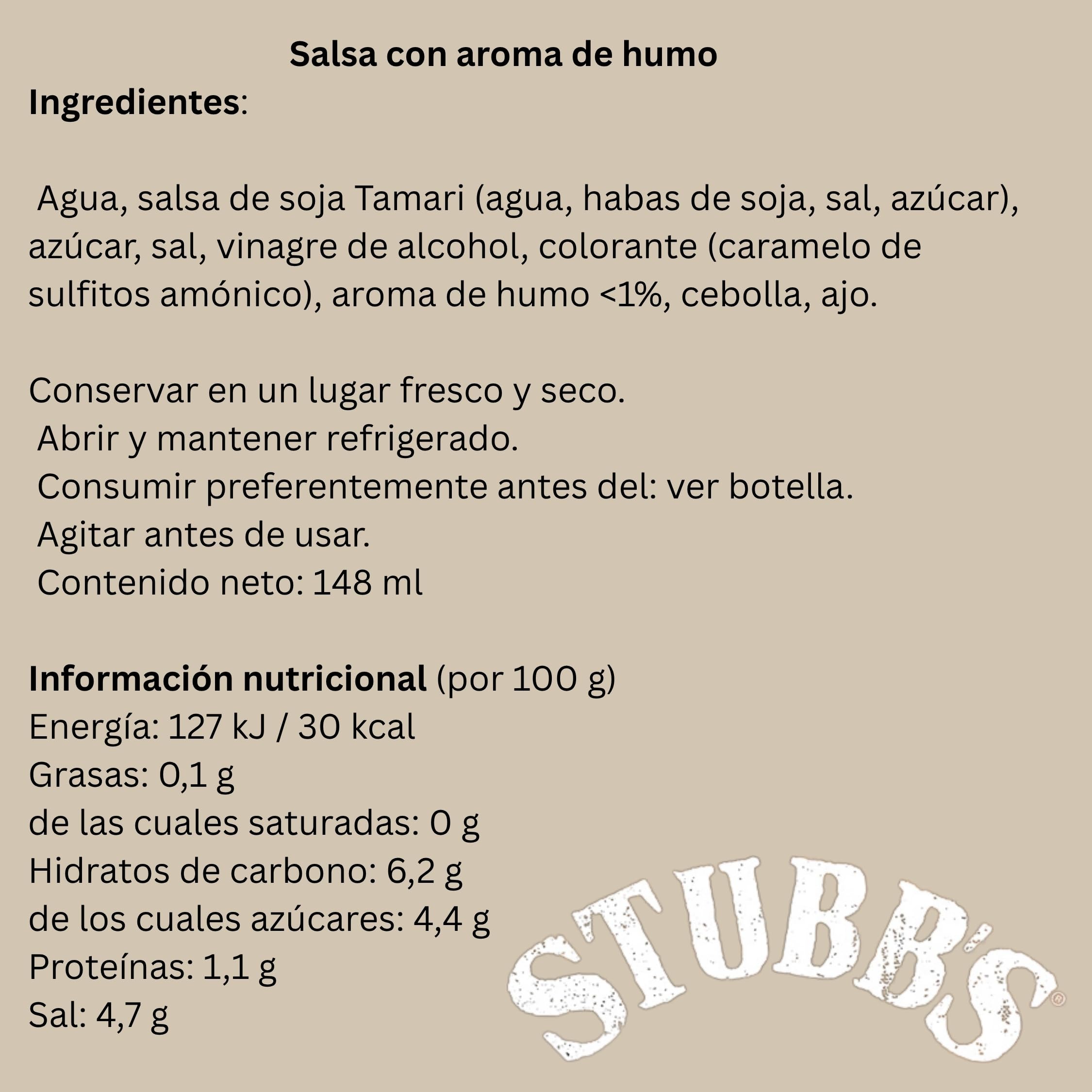 Stubbs Liquid Smoke Hickory Salsa con Aroma de Humo para Carnes Asados Barbacoas Pack 2 x 148ml