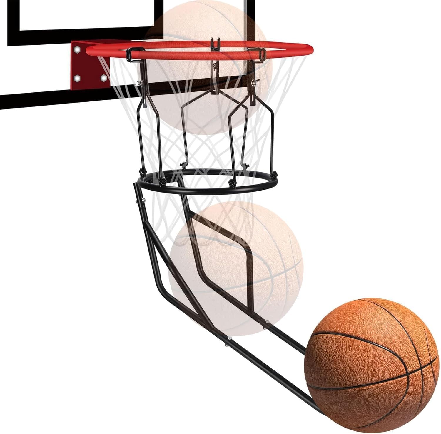 HoldOneLight Basketball Rebounder, Heavy Duty Metal Pole Mount, Metal Pole Mount Return Attachment, Black — image 1