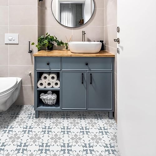 Miniatura 4 de Alwayspon 12 calcomanías de azulejos de pared mate retro florales de transferencia de despegar y pegar, calcomanías de vinilo autoadhesivas para