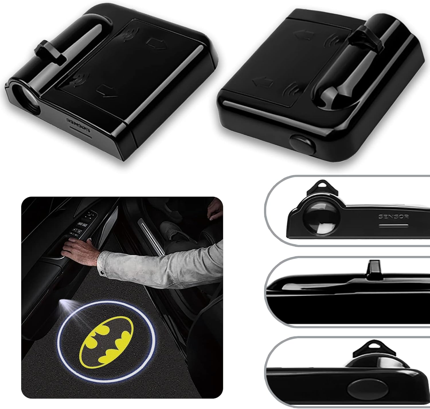 2Pcs fit Batman Car Door Lights Logo Projector,Wireless Car