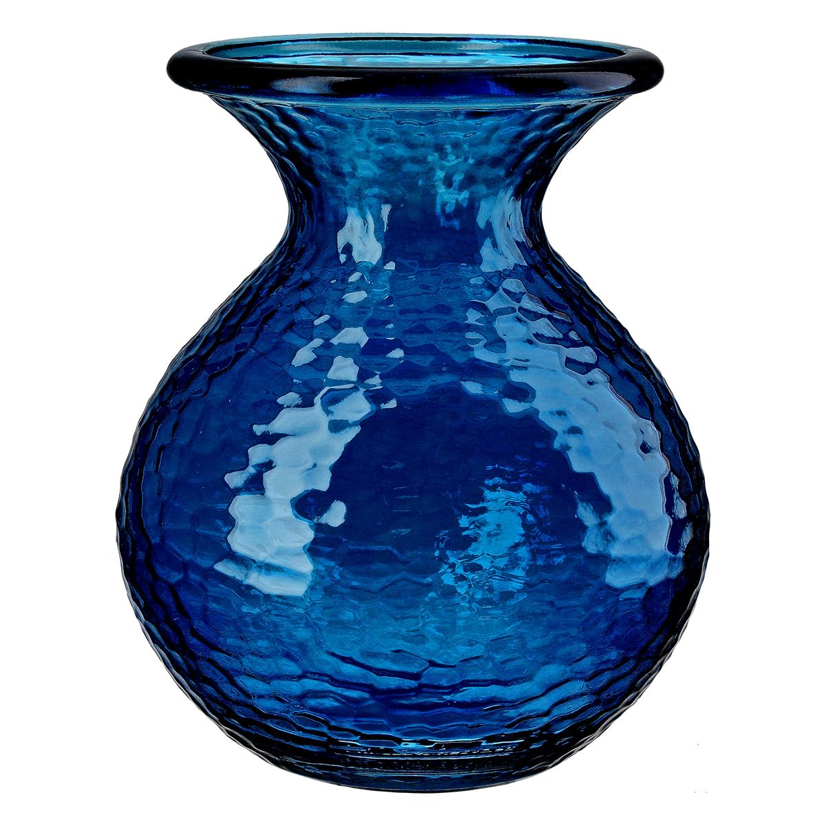 GILDE Wazon Pietro ze szkła, ciemnoniebieski, strukturalny, bulwiasty kształt, wysokość 33 cm, średnica 29 cm, dekoracja akcesoria do domu prezent kwiaty dekoracja