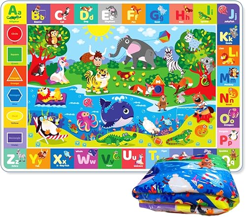 Miniatura 8 de QUOKKA Alfombra de juego para bebé para piso, alfombra ABC de superficie de felpa súper suave para niños pequeños y bebés, extra gruesa (0.3