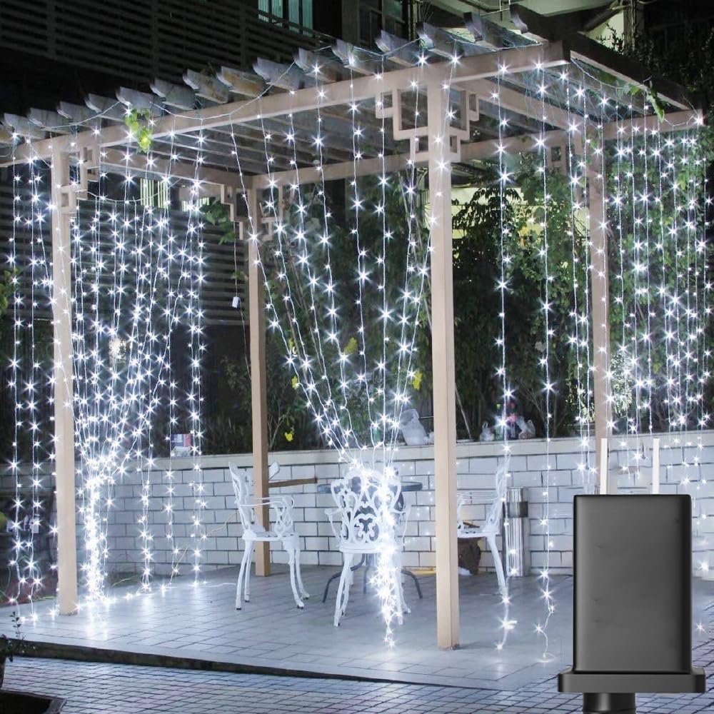 Solhice LED Curtain Lights Outdoor 30ft x10ft Cool White, 720 LED Plug in Hanging Christmas String Lights Indoor, Twinkle Light Backdrop for Outside Backyard Wedding Bedroom Decor (Not Connectable)